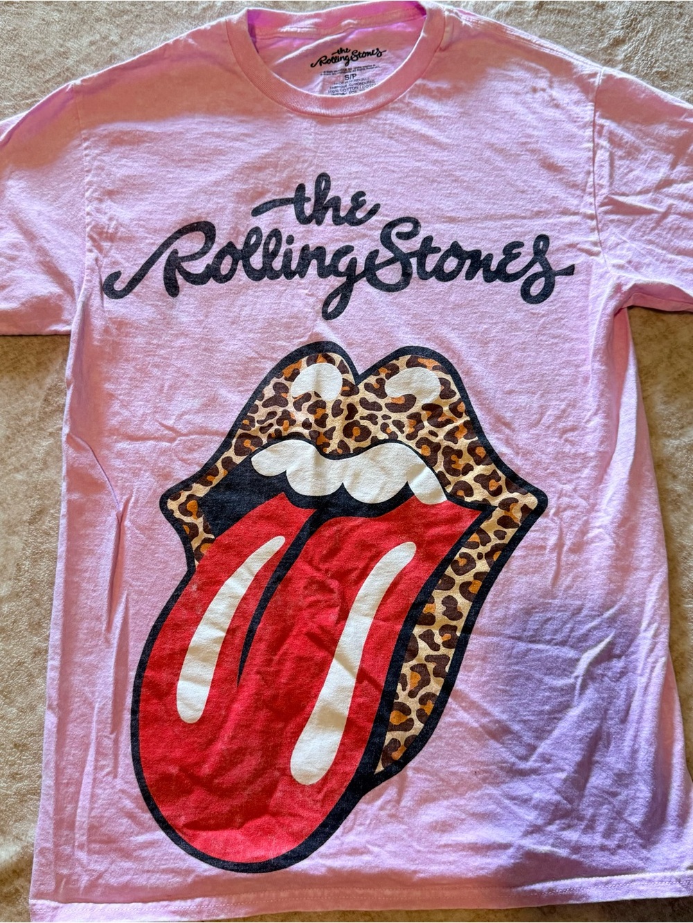 Rolling Stones Pink Leopard Tongue Graphic Tee